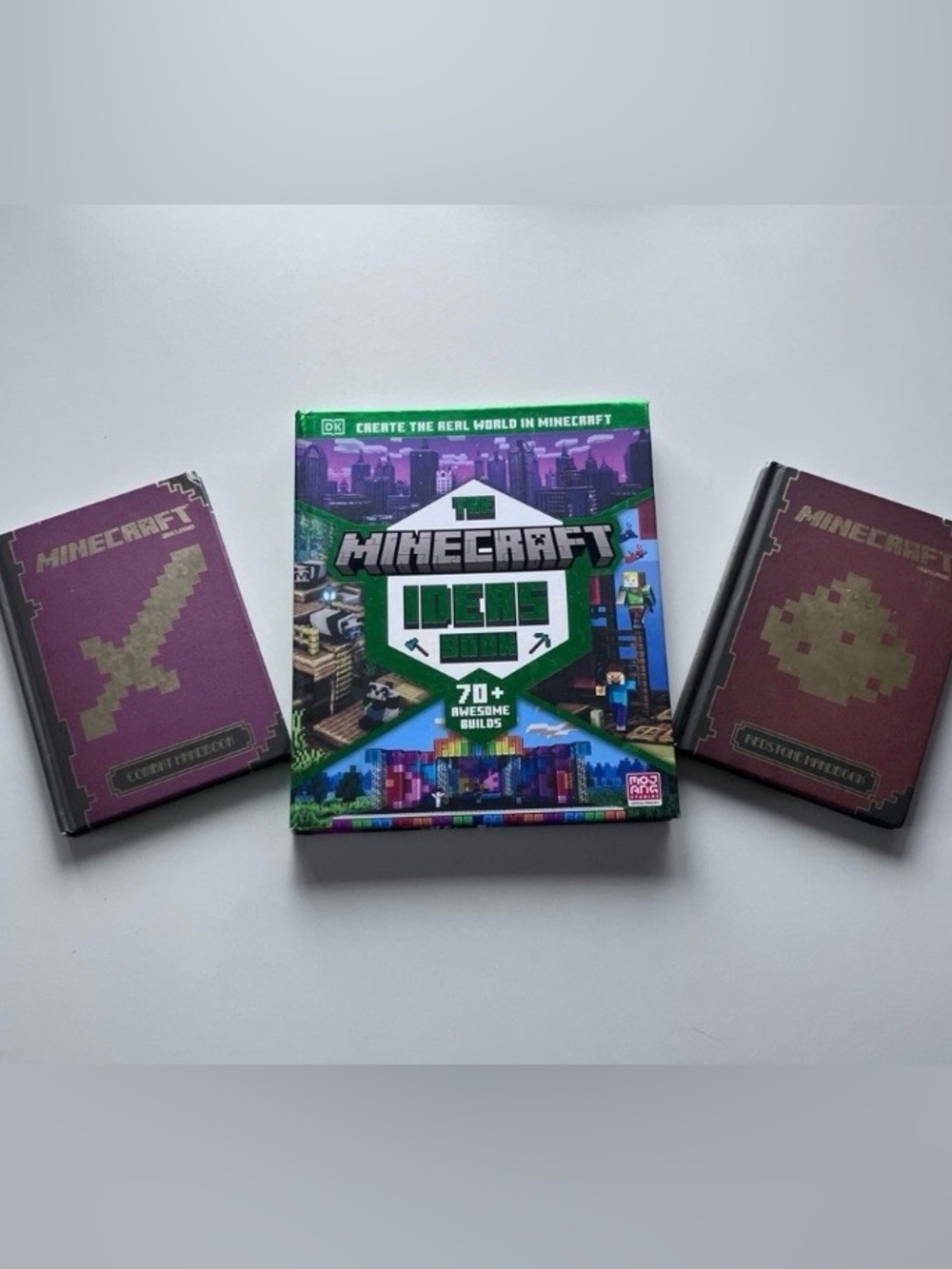 Minecraft Book Bundle Set Of 3 Scholastic Ideas Combat Redstone Handbooks Guide
